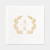 Elegant Laurel Wreath Monogram Wedding Servietten Mit Folie (Vorderseite)