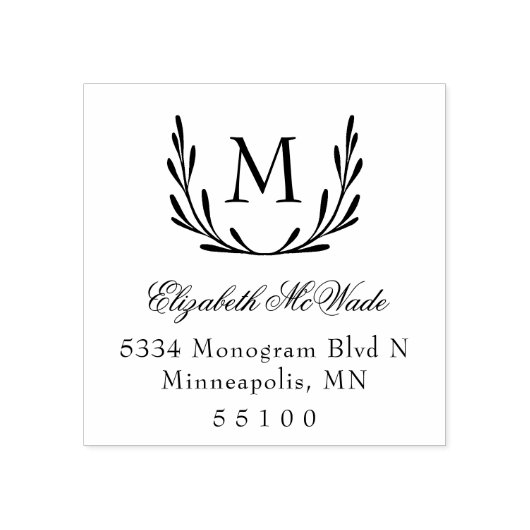 Elegant Laurel Wreath Rücksendeadresse Gummistempel (Prägung)