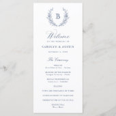 Elegant Laurel Wreath Wappen Monogram Wedding Programm (Vorderseite)