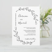 Elegant Laurel Wreath Wedding Einladung (Stehend Vorderseite)