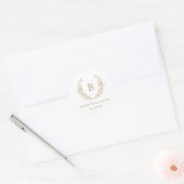 Elegant Laurel Wreath Wedding Monogram Envelope Runder Aufkleber (Umschlag)