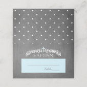 Elegant Laurels Blue | Dots Baptisse Platzkarte (Außenseite Aufgefaltet)