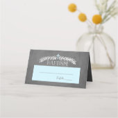 Elegant Laurels Blue | Dots Baptisse Platzkarte (Vorderseite)