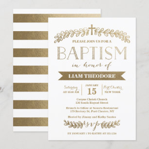 Elegant Laurels Gold   Tauflanung Einladung