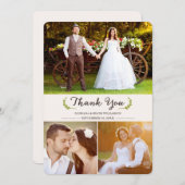 Elegant Laurels Wedding Vielen Dank Foto Flat Card Dankeskarte (Vorne/Hinten)