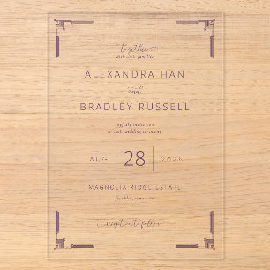 Elegant Lavendel-Geometrie Acryleinladungen