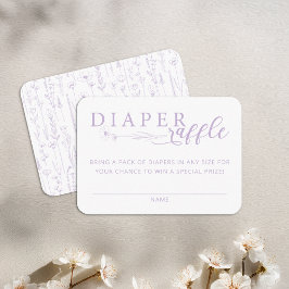 Elegant Lavender Baby Shower Diaper Raffle Begleitkarte