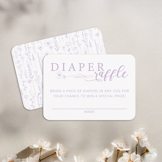 Elegant Lavender Baby Shower Diaper Raffle Begleitkarte