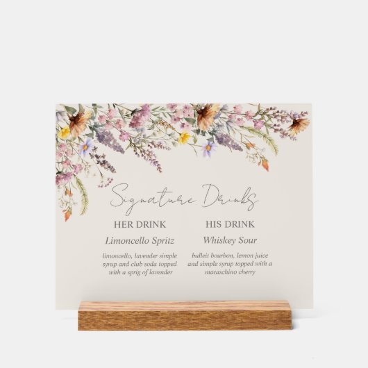 Elegant Lavender, Blush and Cream Wildflowers Acrylschild (Vorderseite)