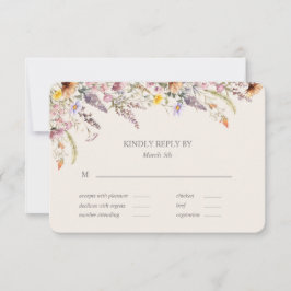 Elegant Lavender, Blush and Cream Wildflowers RSVP Karte
