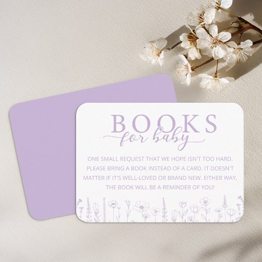 Elegant Lavender Books for Baby Card Begleitkarte
