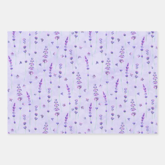 Elegant Lavender Botanical Geschenkpapier Set (Vorderseite)