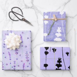 Elegant Lavender Botanical Geschenkpapier Set