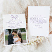 Elegant Lavender Bow Foto Wedding Dankeskarte