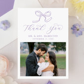Elegant Lavender Bow Foto Wedding Dankeskarte