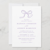 Elegant Lavender Bow Foto Wedding Einladung (Vorderseite)