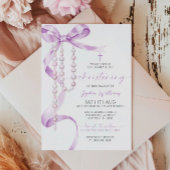 Elegant Lavender Bow & Rosary Christening Einladung