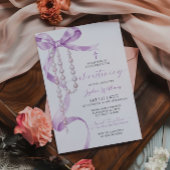 Elegant Lavender Bow & Rosary Christening Einladung
