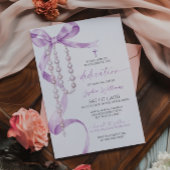Elegant Lavender Bow & Rosary Dedication Einladung