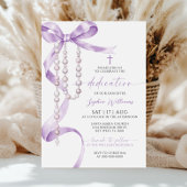 Elegant Lavender Bow & Rosary Dedication Einladung