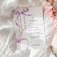 Elegant Lavender Bow & Rosary Erste Heilige Kommun
