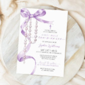 Elegant Lavender Bow & Rosary Erste Heilige Kommun Einladung