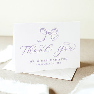 Elegant Lavender Bow Wedding Dankeskarte