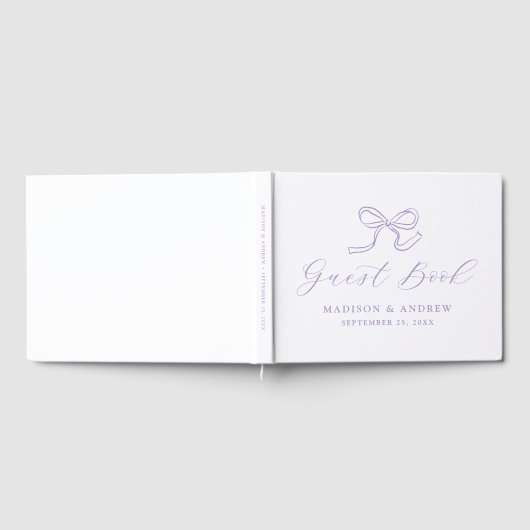 Elegant Lavender Bow Wedding Gästebuch (Voll)