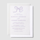 Elegant Lavender Bow Wedding Pergament Einladungen (Versetzt)