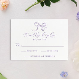 Elegant Lavender Bow Wedding RSVP Karte