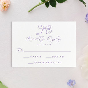 Elegant Lavender Bow Wedding RSVP Karte