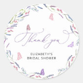 Elegant Lavender Brautparty Vielen Dank Runder Aufkleber (Vorderseite)
