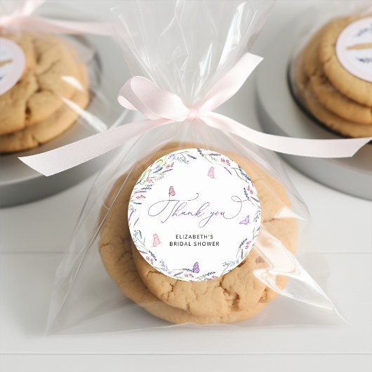 Elegant Lavender Brautparty Vielen Dank Runder Aufkleber