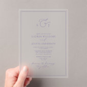 Elegant Lavender Calligraphy Monogram Wedding Acryleinladungen (Insitu (Handheld))