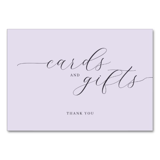 Elegant Lavender Calligraphy Thank You Tischnummer (Vorderseite)