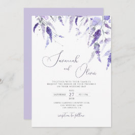 Elegant Lavender Dusty Lila Floral LilacWedding Einladung