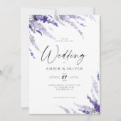 Elegant Lavender Dusty Lila Lilac Mauve Wedding Einladung (Vorderseite)