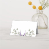 Elegant Lavender Eucalyptus Blätter Name Platzkarte (Rückseite)