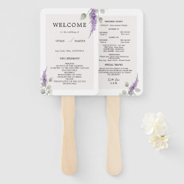 Elegant Lavender Eucalyptus Blätter Wedding Progra Fächer
