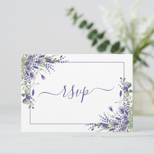 Elegant Lavender Eucalyptus Botanische Script-UAWG RSVP Karte (Stehend Vorderseite)