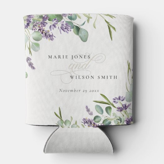 Elegant Lavender Eucalyptus Leafy Foliage Wedding Dosenkühler (Rückseite)