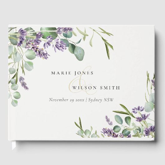 Elegant Lavender Eucalyptus Leafy Foliage Wedding Gästebuch (Vorderseite)