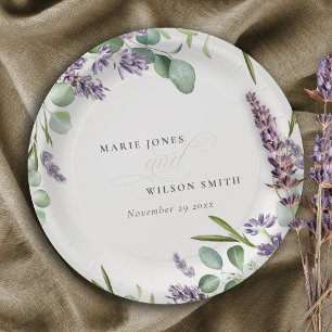 Elegant Lavender Eucalyptus Leafy Foliage Wedding Pappteller