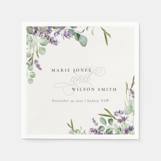 Elegant Lavender Eucalyptus Leafy Foliage Wedding Serviette (Vorderseite)