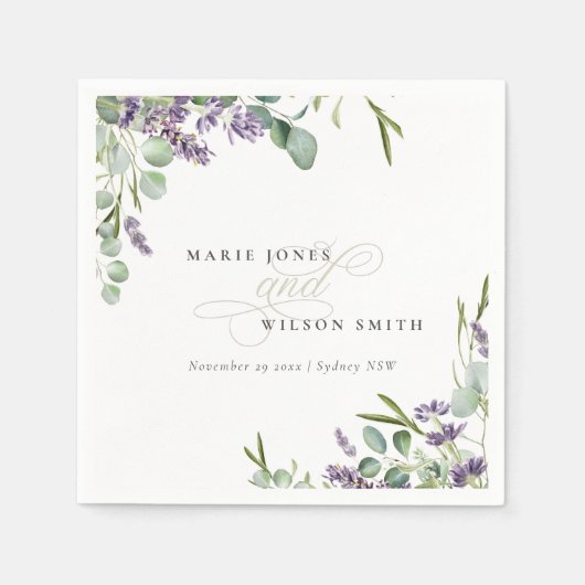 Elegant Lavender Eucalyptus Leafy Foliage Wedding Serviette (Vorderseite)