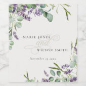 Elegant Lavender Eucalyptus Leafy Foliage Wedding Weinetikett (Einzelnes Label)