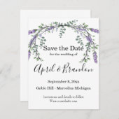 Elegant Lavender Eucalyptus wassercolor Save The Date (Vorne/Hinten)