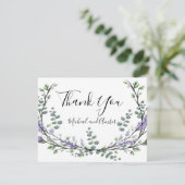 Elegant Lavender Eucalyptus Wedding Dankeschön-Kar Dankeskarte (Stehend Vorderseite)