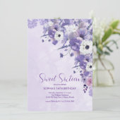 Elegant Lavender Floral 16 . Geburtstag Einladung (Stehend Vorderseite)