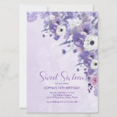 Elegant Lavender Floral 16 . Geburtstag Einladung (Vorderseite)